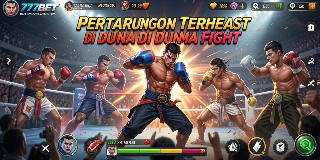 Screenshot utama 777BET menampilkan pertarungan karakter yang intens dan grafis yang luar biasa.