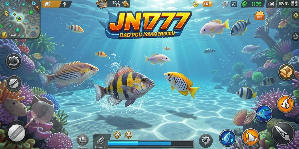 Screenshot gameplay menampilkan aksi menembak ikan yang seru di JNT777.