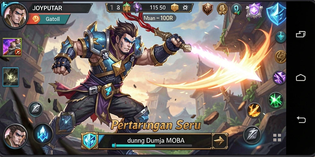 Screenshot gameplay MOBA JOYPUTAR yang menampilkan pertarungan seru.