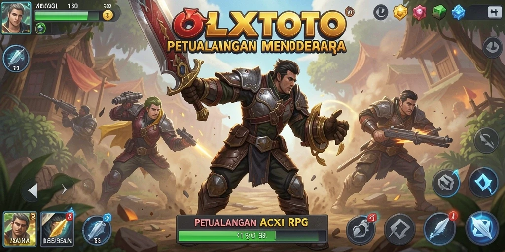 Screenshot utama OLXTOTO menampilkan aksi seru dalam pertempuran ARPG.